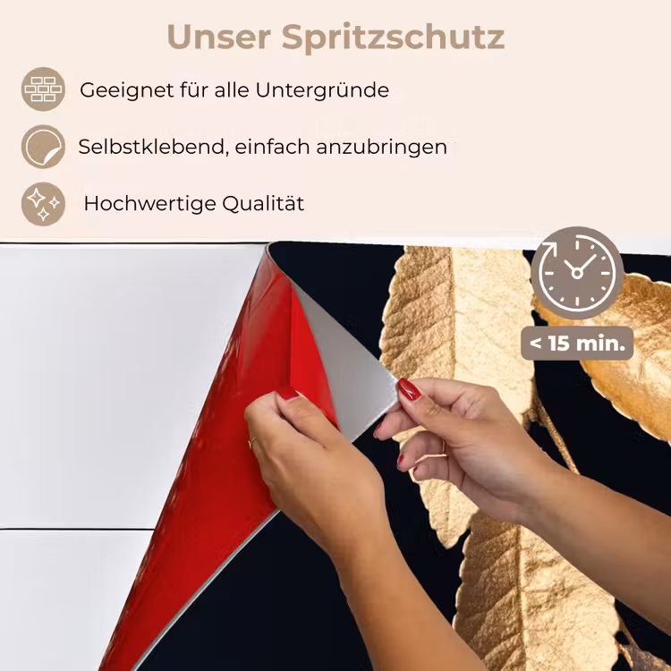 Bladeren - Zwart - Goud - Luxe - Planten keuken achterwand spatscherm klein -spatscherm_DE