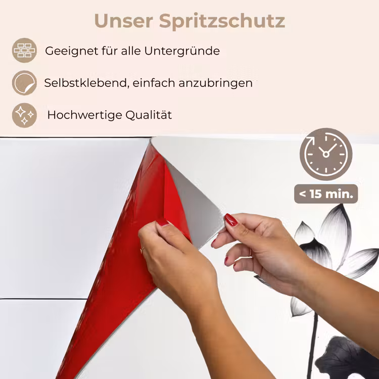 Bladeren - Zwart - Lotusbloem - Minimalitisch keuken achterwand spatscherm klein -spatscherm_DE