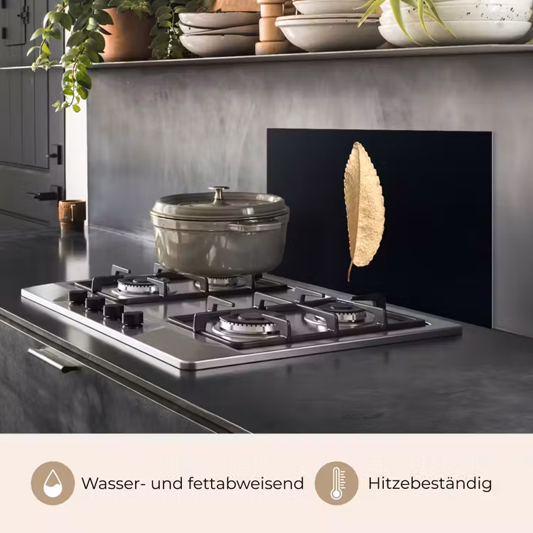 Bladeren - Black and gold - Luxe - Chic - Natuur keuken achterwand spatscherm klein -usp_DE
