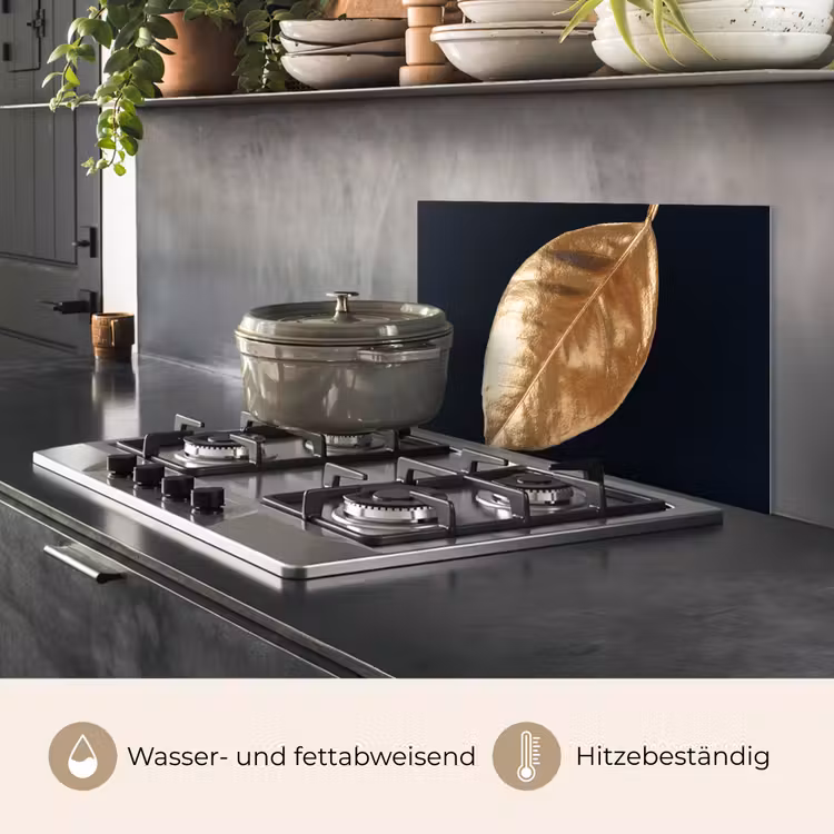 Bladeren - Black en gold - Luxe - Natuur - Planten keuken achterwand spatscherm klein -usp_DE