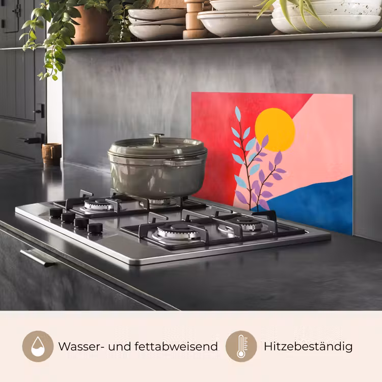 Bladeren - Zon - Abstracte vormen keuken achterwand spatscherm klein -usp_DE