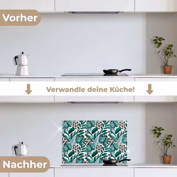 Bladeren - Tropisch - Jungle keuken achterwand spatscherm klein -voor_na_DE