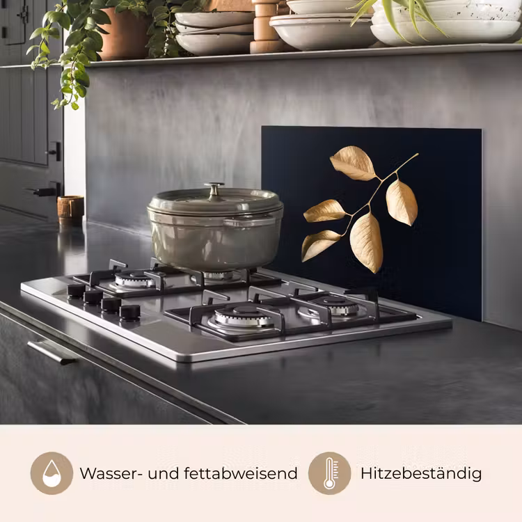 Bladeren - Tak - Goud - Luxe keuken achterwand spatscherm klein -usp_DE