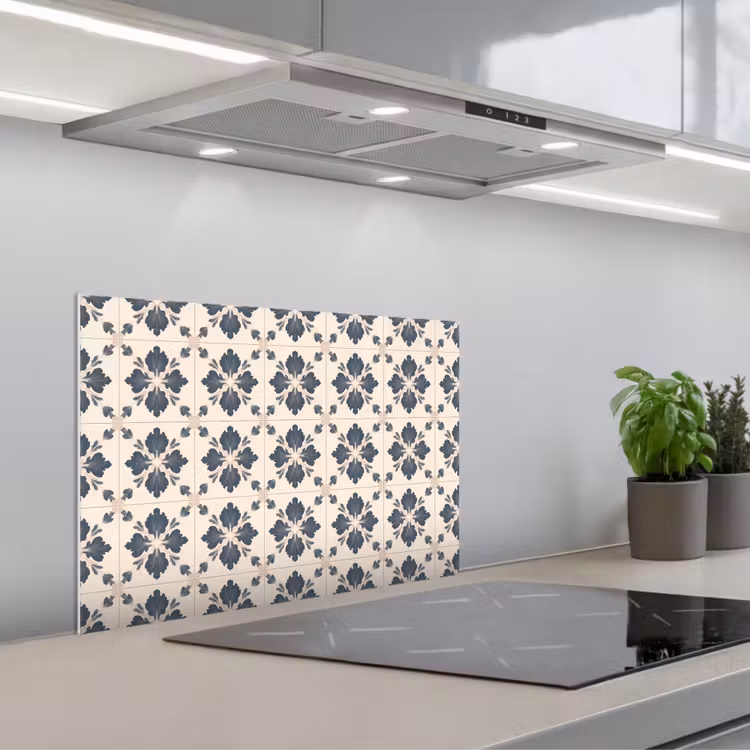 Bladvorm - Klassiek - Kleurrijk keuken achterwand spatscherm klein 900 -3d_schuin