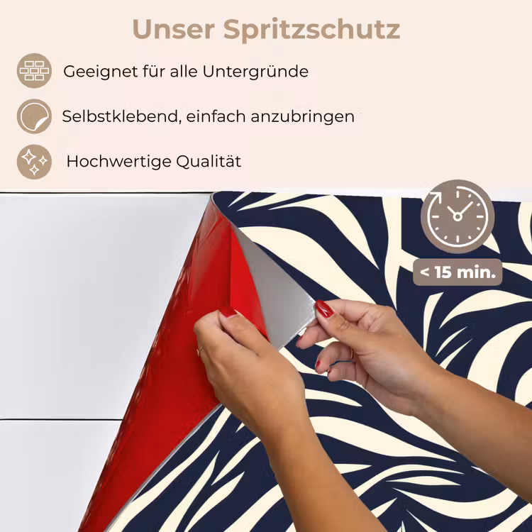 Bladvormen - Blauw - Patroon - Wit keuken achterwand spatscherm klein 900 -spatscherm_DE