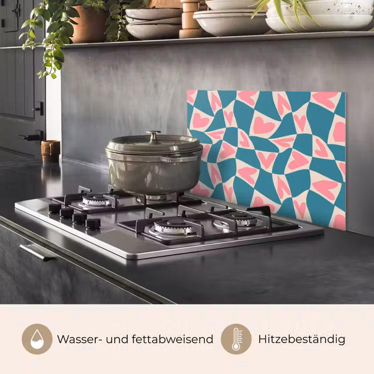 Blauw - Vlakken - Patroon - Hartjes keuken achterwand spatscherm klein 900 -usp_DE
