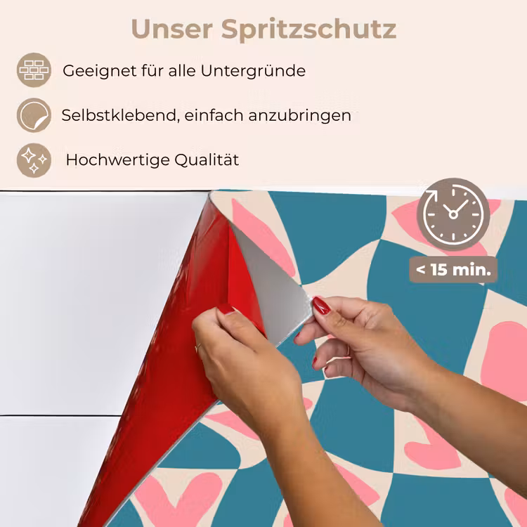 Blauw - Vlakken - Patroon - Hartjes keuken achterwand spatscherm klein 900 -spatscherm_DE