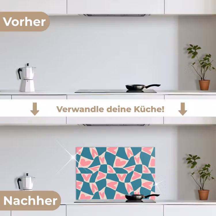 Blauw - Vlakken - Patroon - Hartjes keuken achterwand spatscherm klein 900 -voor_na_DE