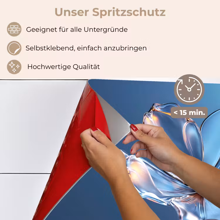 Blauw - Bloem - Glazen - Sierlijk keuken achterwand spatscherm klein -spatscherm_DE
