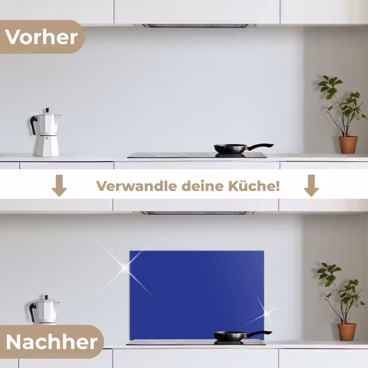Blauw - Effen kleur - Donkerblauw keuken achterwand spatscherm klein 900 -voor_na_DE