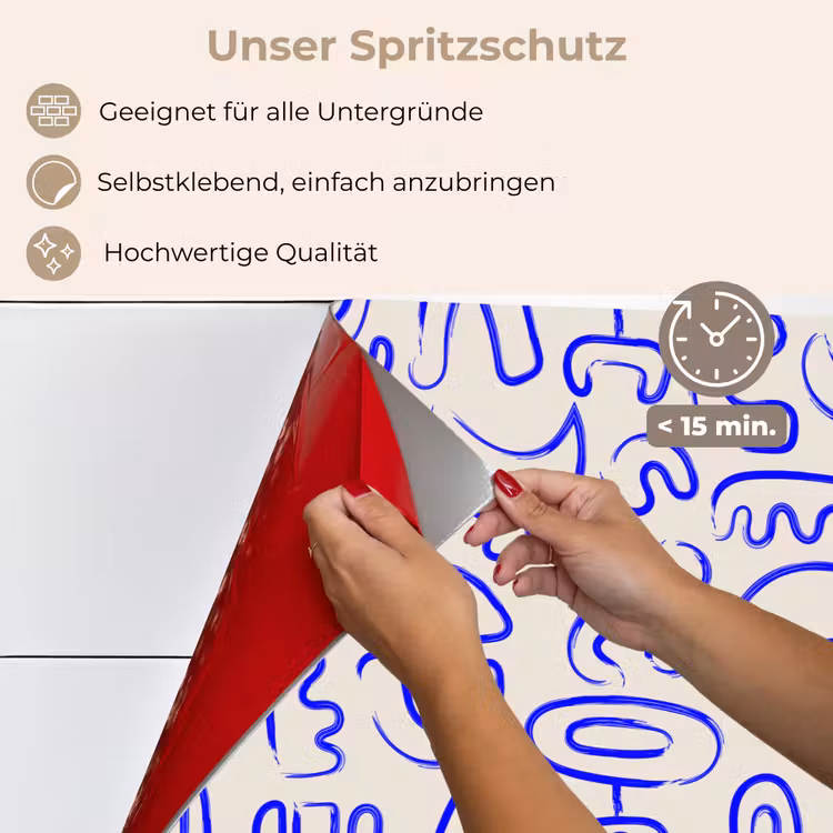 Blauw - Patroon - Abstract - Beige keuken achterwand spatscherm klein 900 -spatscherm_DE