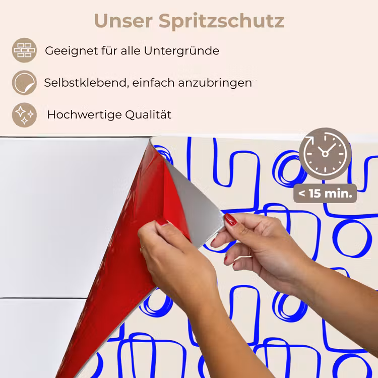 Blauw - Patroon - Beige - Abstract keuken achterwand spatscherm klein 900 -spatscherm_DE