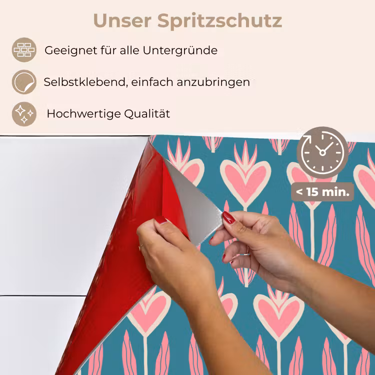 Blauw - Retro - Patroon - Hartjes keuken achterwand spatscherm klein 900 -spatscherm_DE