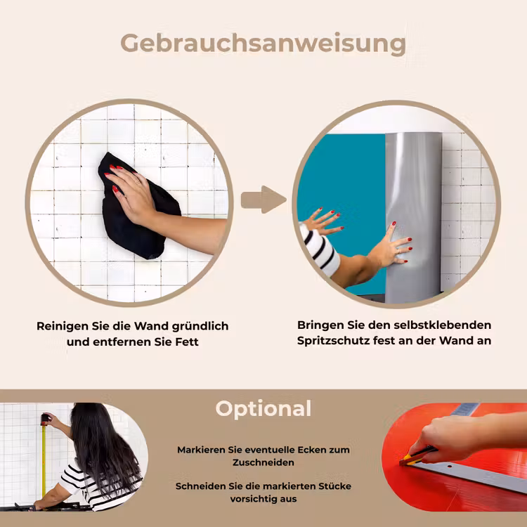 Blauw - Effen kleur keuken achterwand spatscherm klein 900 -gebruiksaanwijzing_DE