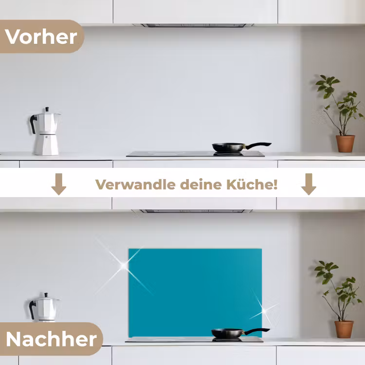Blauw - Effen kleur keuken achterwand spatscherm klein 900 -voor_na_DE