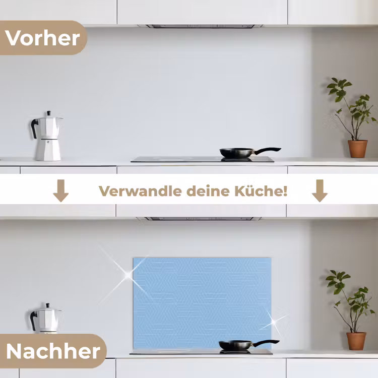 Blauw - Wit - Lijnen - Patroon keuken achterwand spatscherm klein 900 -voor_na_DE