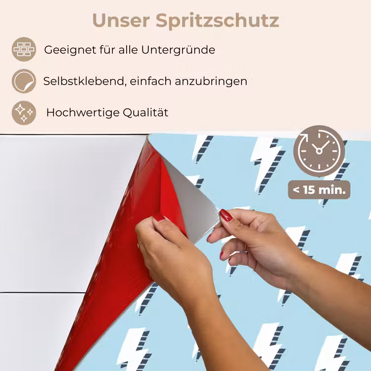Blauw - Wit - Patroon - Bliksem keuken achterwand spatscherm klein 900 -spatscherm_DE
