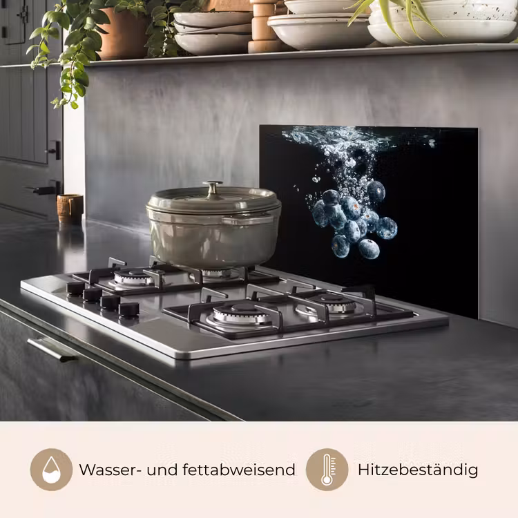 Blauwe bessen - Fruit - bes - Stilleven - Water - Zwart keuken achterwand spatscherm klein -usp_DE