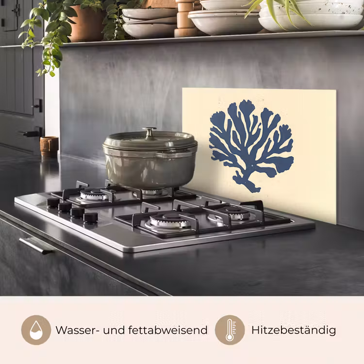 Blauw koraal - Vertakkingen - Beige keuken achterwand spatscherm klein -usp_DE