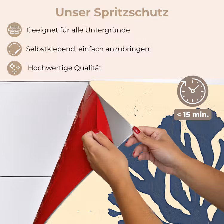 Blauw koraal - Vertakkingen - Beige keuken achterwand spatscherm klein -spatscherm_DE