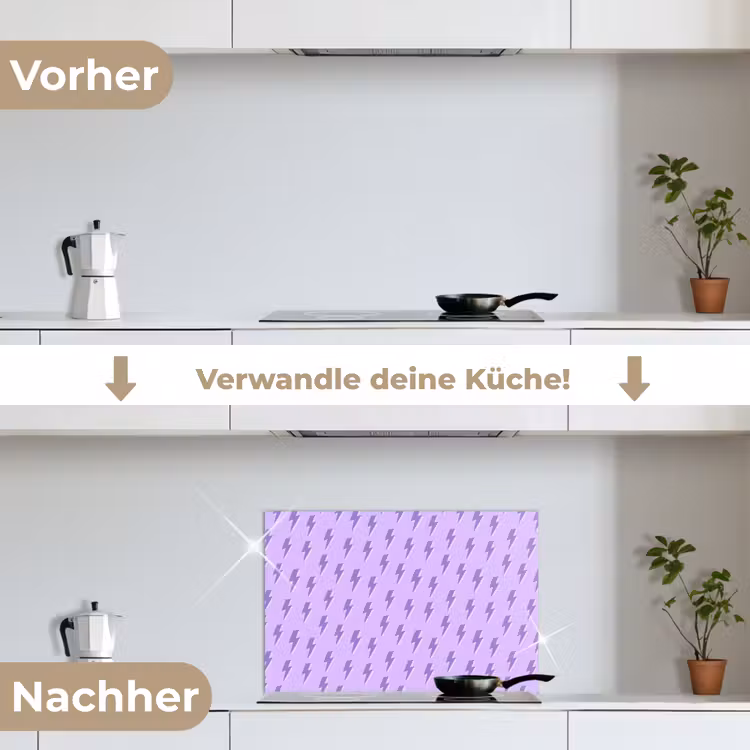 Bliksem - Paars - Lila keuken achterwand spatscherm klein 900 -voor_na_DE