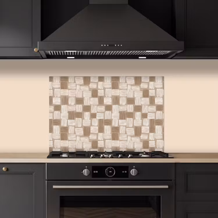 Blok - Patroon - Bruin keuken achterwand spatscherm klein 900 -sfeer1