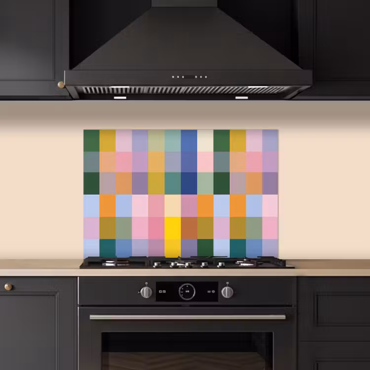 Blokken - Vierkant - Patroon - Gekleurd keuken achterwand spatscherm klein -sfeer1