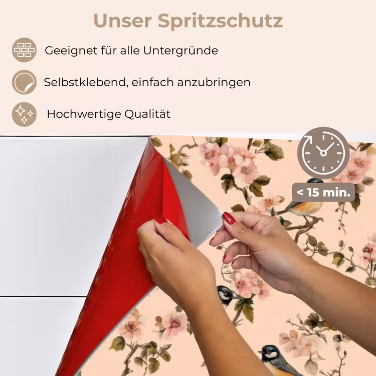 Bloesem - Koolmees - Roze keuken achterwand spatscherm klein 900 -spatscherm_DE
