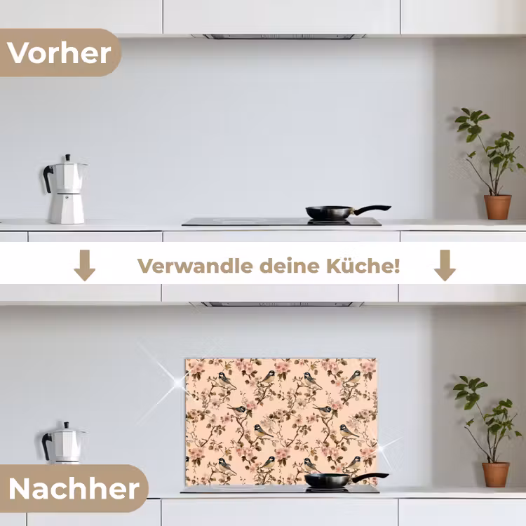 Bloesem - Koolmees - Roze keuken achterwand spatscherm klein 900 -voor_na_DE