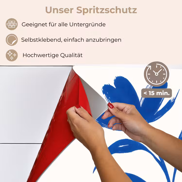 Bloem - Blaadjes - Minimalistisch - Blauw keuken achterwand spatscherm klein -spatscherm_DE