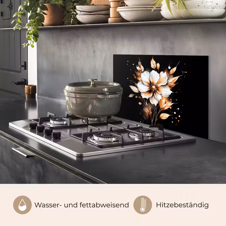 Bloem - Verf - Goud - Graffiti - Modern keuken achterwand spatscherm klein -usp_DE
