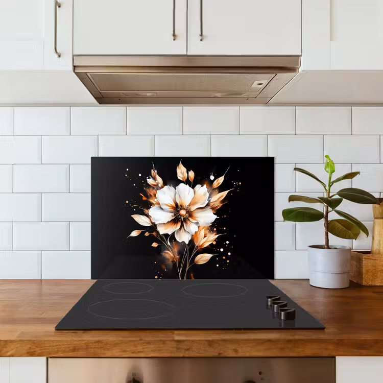 Bloem - Verf - Goud - Graffiti - Modern keuken achterwand spatscherm klein -sfeer2