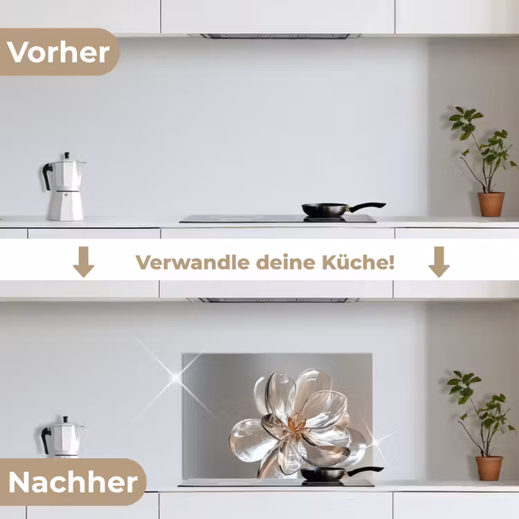 Bloem - Glazen - Doorzichtig keuken achterwand spatscherm klein -voor_na_DE