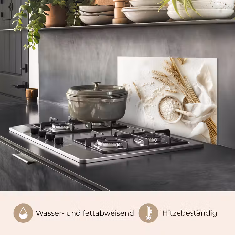 Bloem - Hout - Tarwe keuken achterwand spatscherm klein -usp_DE