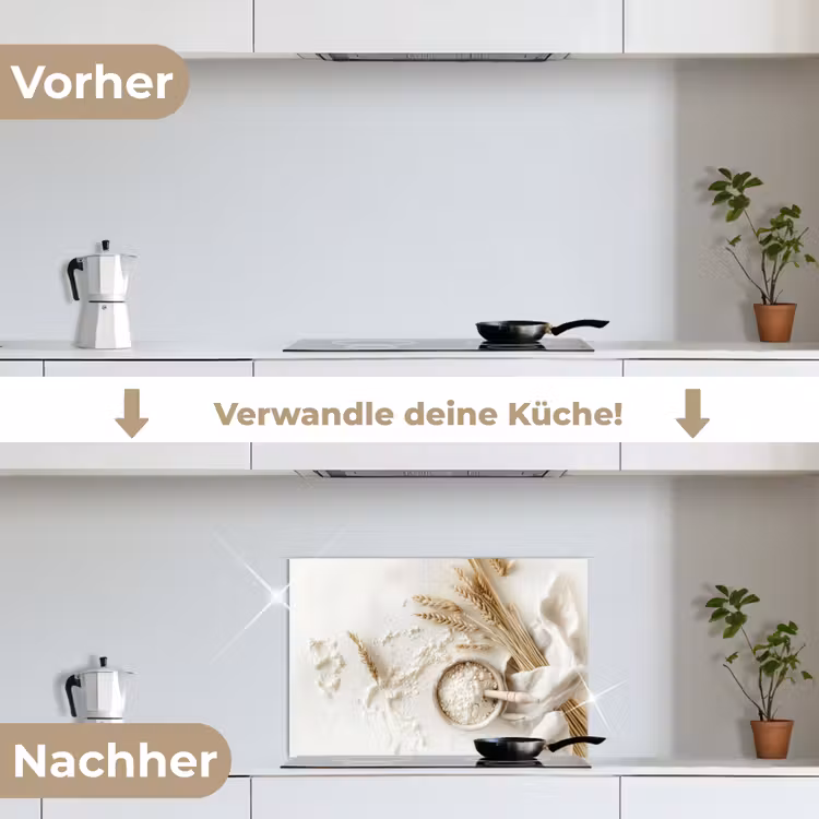 Bloem - Hout - Tarwe keuken achterwand spatscherm klein -voor_na_DE