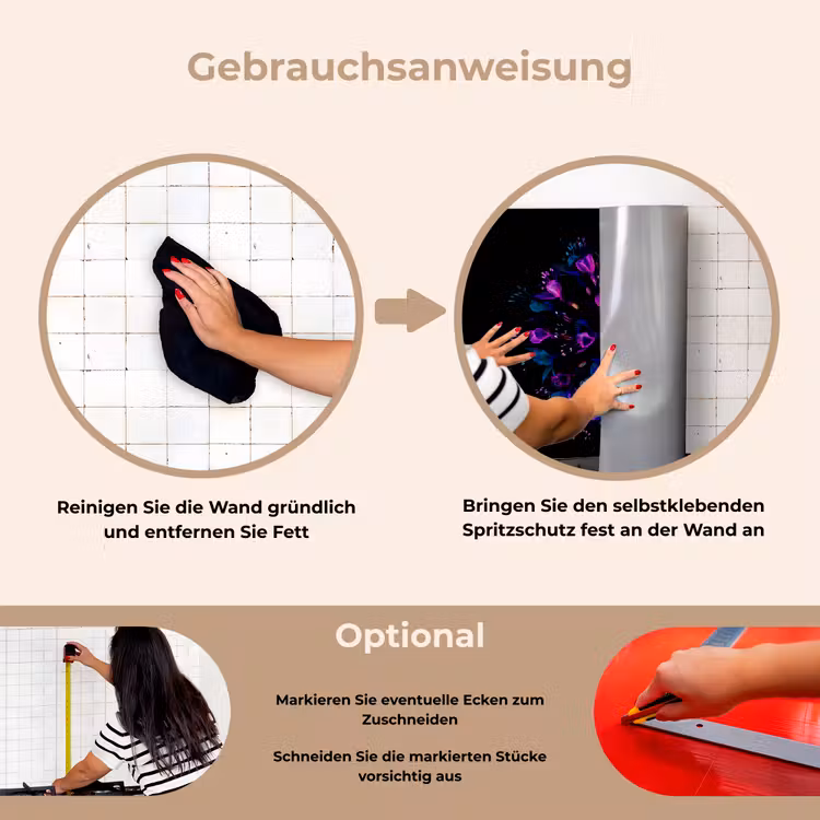 Bloem - Paars - Blauw - Macro - Zwart keuken achterwand spatscherm klein -gebruiksaanwijzing_DE