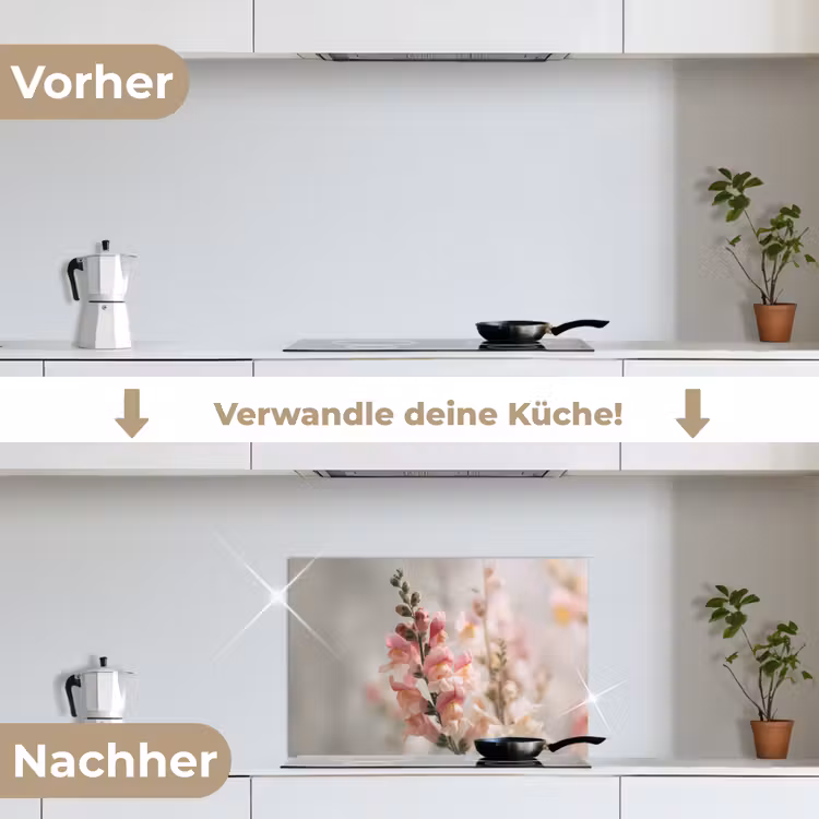 Bloem - Leeuwenbek - Roze - Stengel keuken achterwand spatscherm klein -voor_na_DE