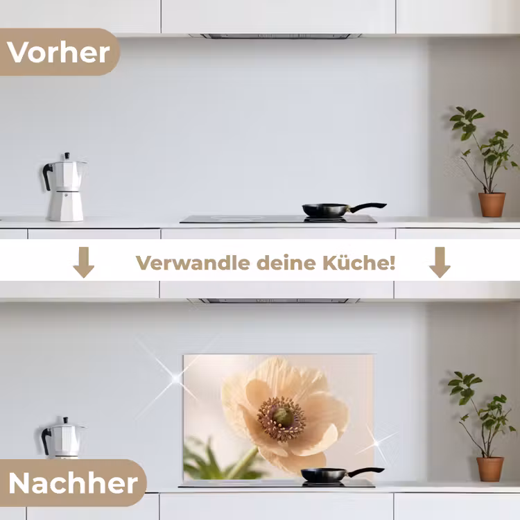 Bloem - Minimalistisch - Groen keuken achterwand spatscherm klein -voor_na_DE