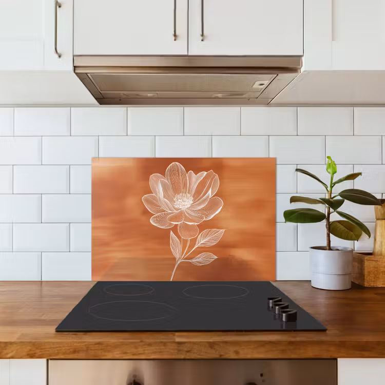 Bloem - Minimalistisch - Wit keuken achterwand spatscherm klein -sfeer2