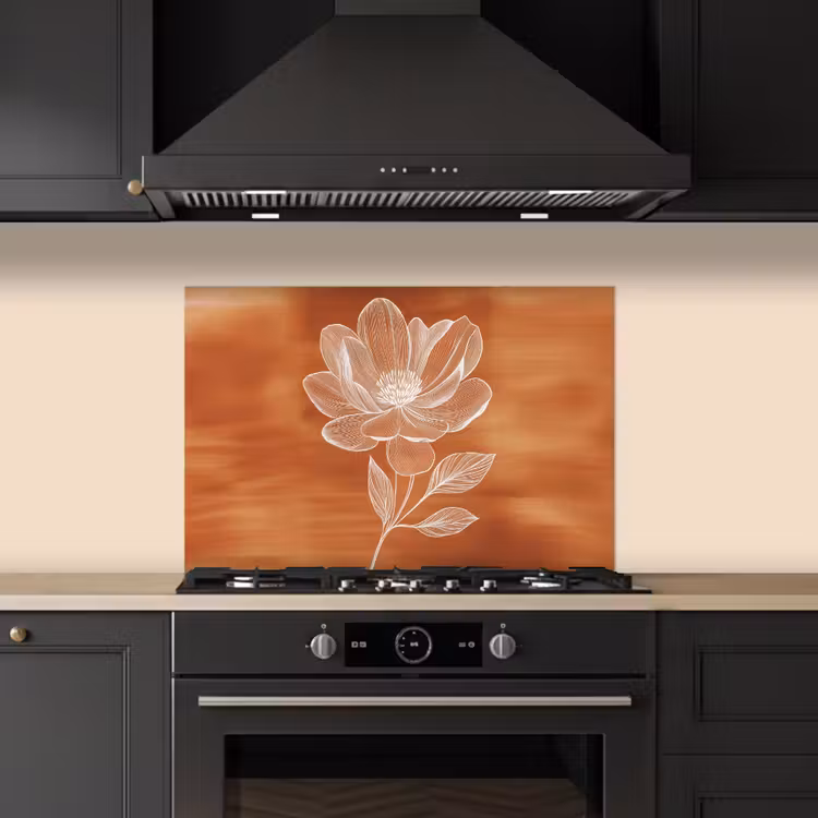 Bloem - Minimalistisch - Wit keuken achterwand spatscherm klein -sfeer1