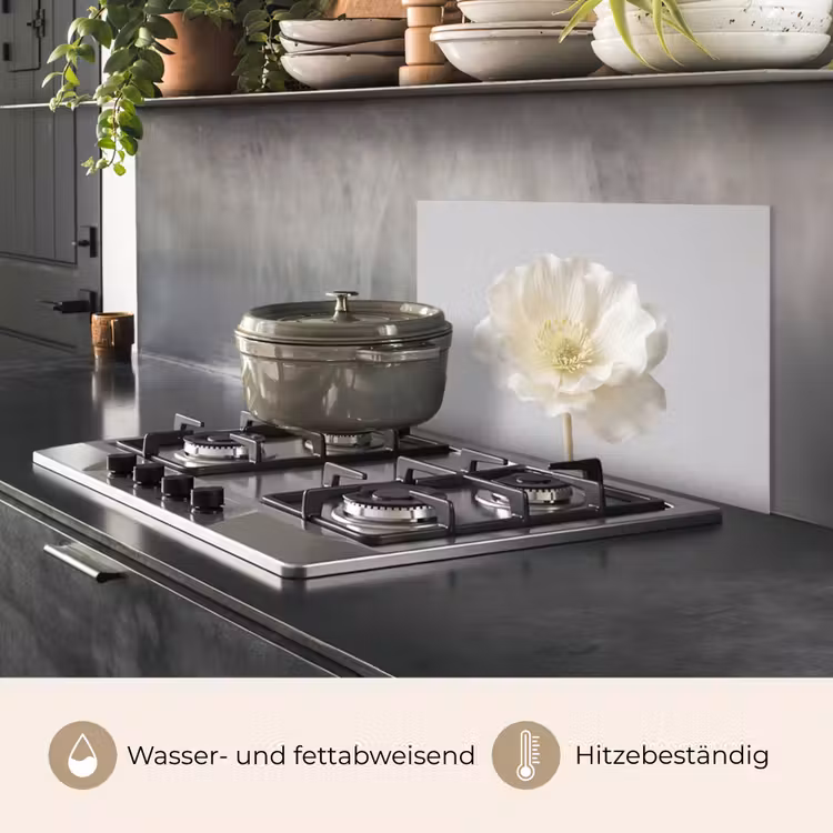 Bloem - Minimalistisch -Wit keuken achterwand spatscherm klein -usp_DE