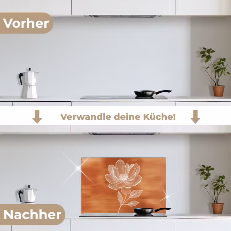 Bloem - Minimalistisch - Wit keuken achterwand spatscherm klein -voor_na_DE