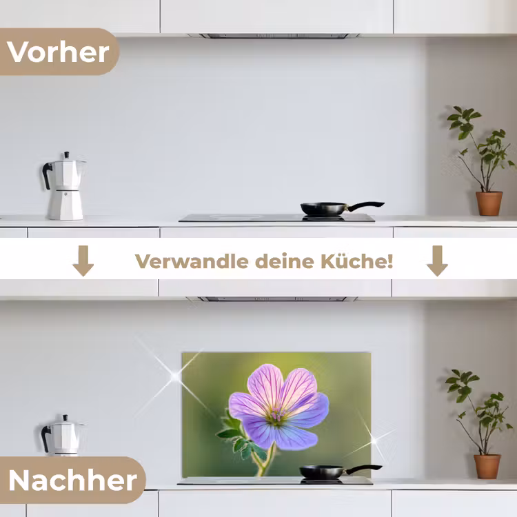 Bloem - Close up - Paars keuken achterwand spatscherm klein -voor_na_DE