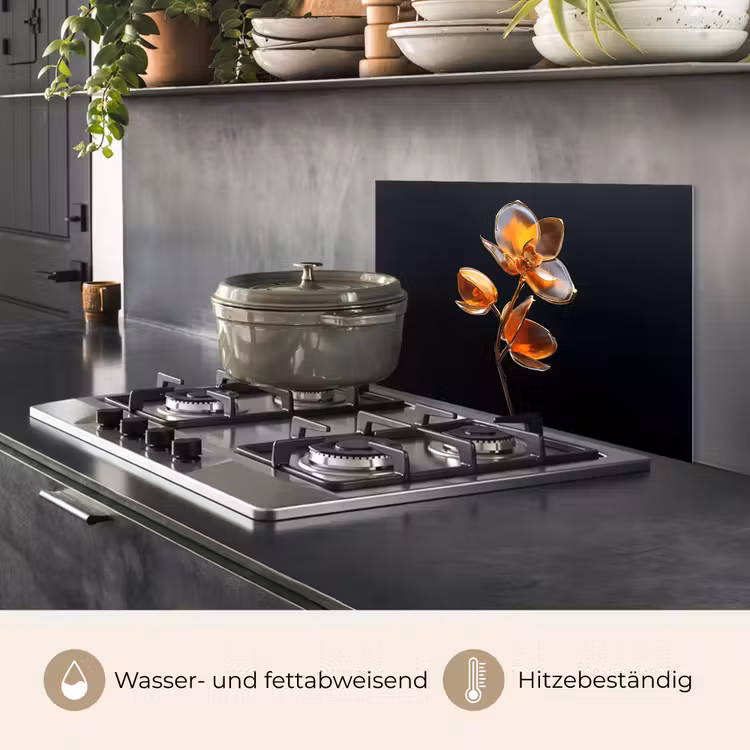 Bloem - Orchidee - Oranje keuken achterwand spatscherm klein -usp_DE
