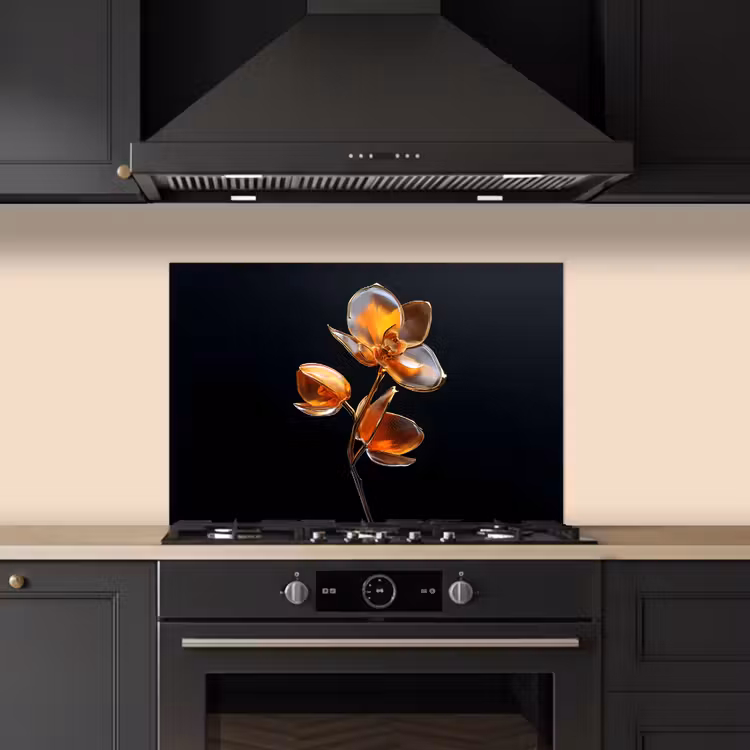 Bloem - Orchidee - Oranje keuken achterwand spatscherm klein -sfeer1