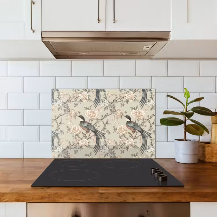 Bloem - Vogel - Kleurrijk keuken achterwand spatscherm klein 900 -sfeer2
