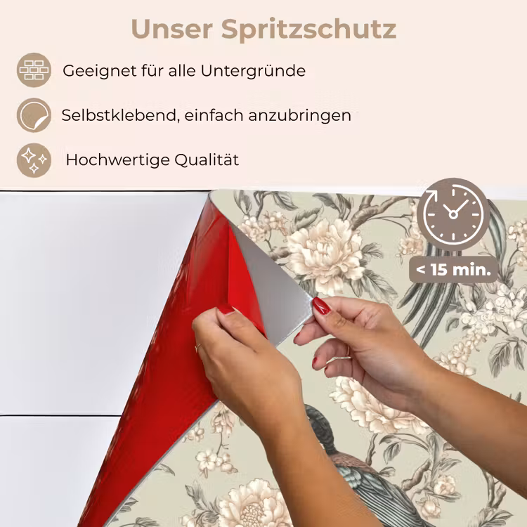 Bloem - Vogel - Kleurrijk keuken achterwand spatscherm klein 900 -spatscherm_DE