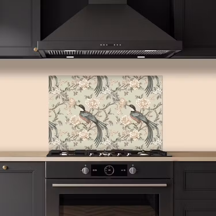 Bloem - Vogel - Kleurrijk keuken achterwand spatscherm klein 900 -sfeer1