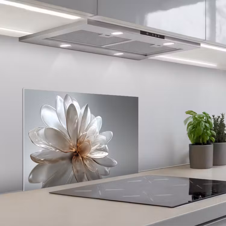 Bloem - Wit - Neutraal keuken achterwand spatscherm klein -3d_schuin
