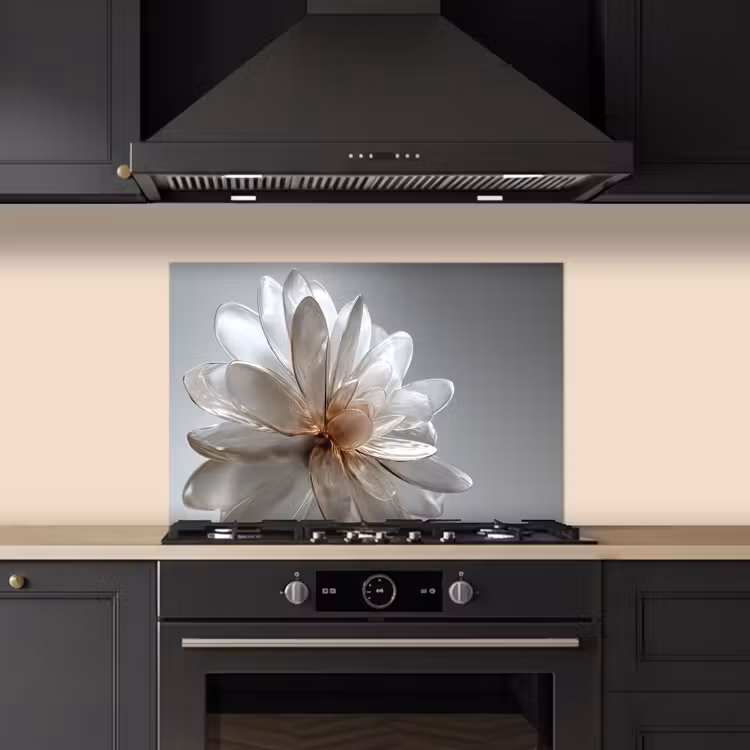 Bloem - Wit - Neutraal keuken achterwand spatscherm klein -sfeer1